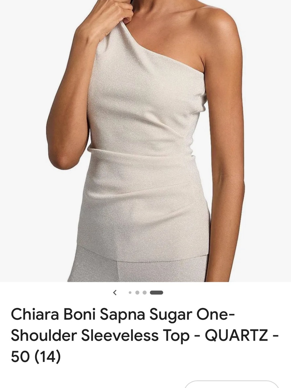 Chiara Boni One-Shoulder Top in Quartz Cream Shimmer
